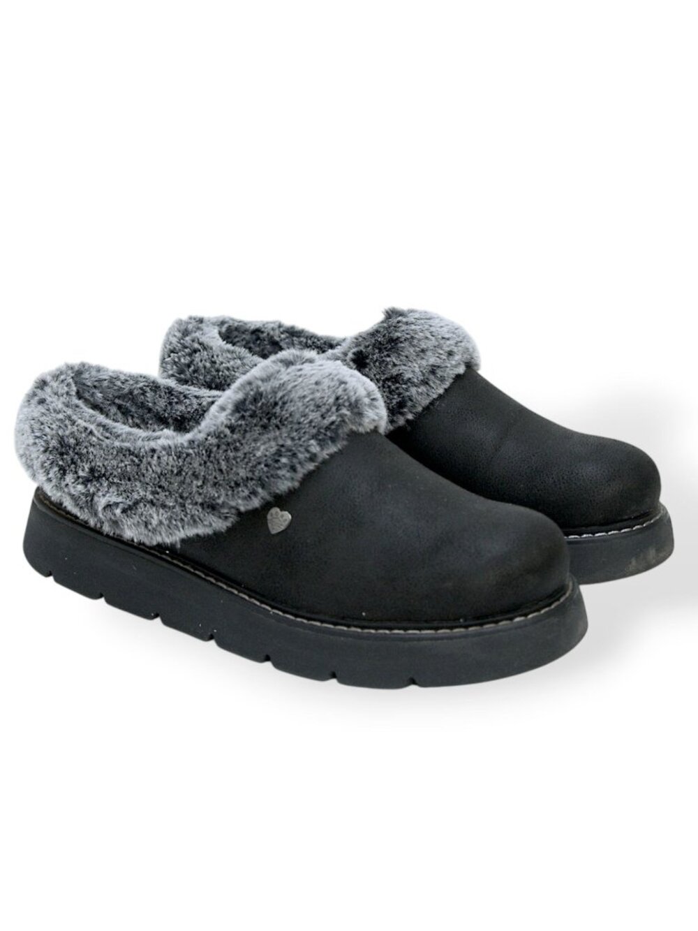 BOBS Skechers Keepsakes Lite Slipper Clog Size 9 Womens Faux Fur Black Shoes